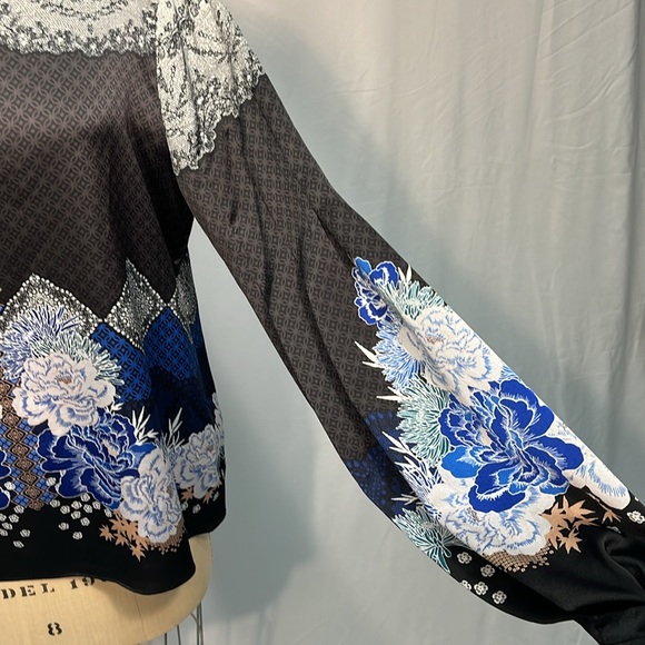 Laundry by Shelli Segal Long Sleeve Floral Blouse Size 10 - Picture 4 of 9